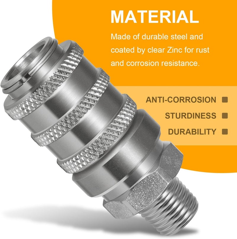 Deargooday PD243 Series PD Steel Test Port and Diagnostic Equipment Quick Connect Coupler with Male Pipe Thread 1/8" Body Size, 1/4"-18 NPTF Thread Size, 2.26" Length - Image 4